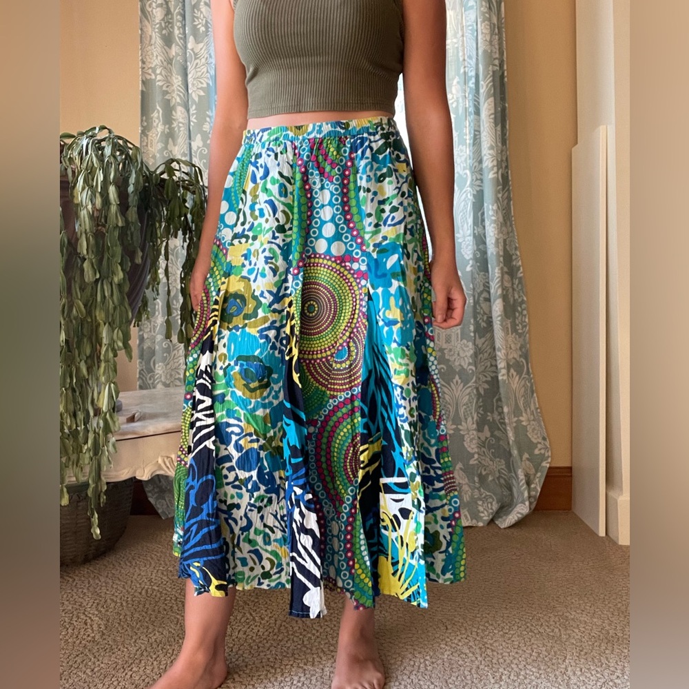 Bright multicolor hippie boho cotton skirt